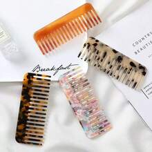 Acetate Comb With Anti-Static Marble Pattern, Ideal For Travel And Makeup - Multicolor - View 4
