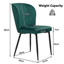 Dining Chair (Set Of 2), Dark Green, Designer Upholstered Chair With Backrest, Velvet Seat, Metal Frame - Green - View 6