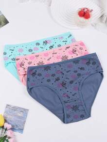 12Pcs Super Comfortable Women Panties High Density Breathable Moisture Wicking Stretchy Intimates Plus Size Cotton Briefs Stylish Prints Assorted Colors Womens Everyday Lingerie Underwear - 彩色 - 查看 4