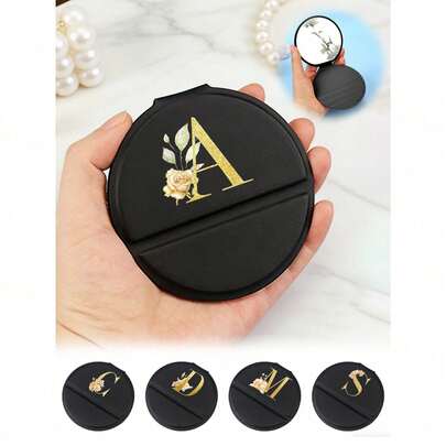 1 chiếc gương trang điểm gấp gọn cầm tay với chữ cái A-Z hoa vàng, gương tròn nhỏ gọn có thể gập lại, gương trang điểm để bàn, gương trang điểm mini cầm tay, gương du lịch, sản phẩm làm đẹp, món quà tốt nhất dành cho phụ nữ - các cặp đôi, bạn bè, gia đình, giáo viên, vật dụng cần thiết cho năm học mới, quà tặng Ngày của Mẹ độc đáo, quà tặng tiệc tùng, quà cưới, quà sinh nhật.