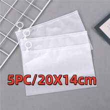 1/5/10 Túi khóa kéo trong suốt, mờ, chống thấm nước, có thể đóng mở lại, dùng để đựng đồ lót, mỹ phẩm, văn phòng phẩm, đồ dùng du lịch. - Trong sáng - Xem 8