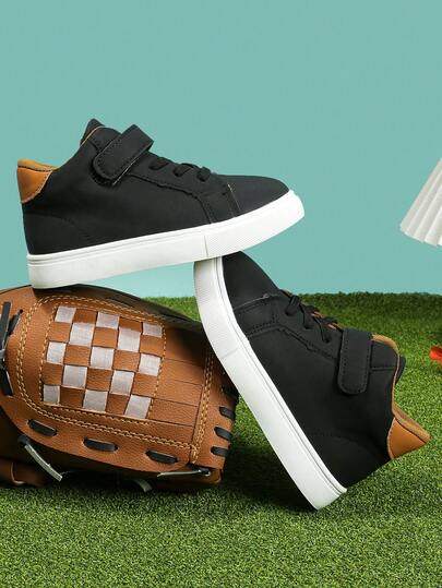 1 Pair Unisex Outdoor Mid-Top Hook And Loop Casual High-Top Sports Running Shoes, Suitable For Outdoor Sports, Running, Casual Wear