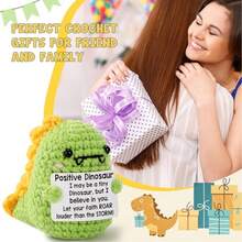 1件迷你恐龙复活节篮子填充物礼物手工钩织动物恐龙男女朋友同事自我护理心理健康生日礼物创意。 - 彩色 - 查看 6