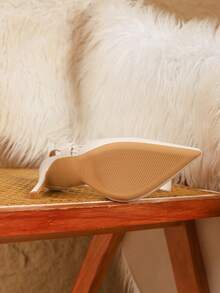 尖头细高跟系带米色高跟鞋，性感时尚，适合派对装扮 - 米色 - 查看 6