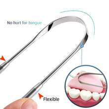 3pcs Stainless Steel Tongue Scraper Set, For Removing Tongue Coating & Reducing Bad Breath, Oral Hygiene Tool, Easy To Use Oral Cleaning Kit - Silver - View 3