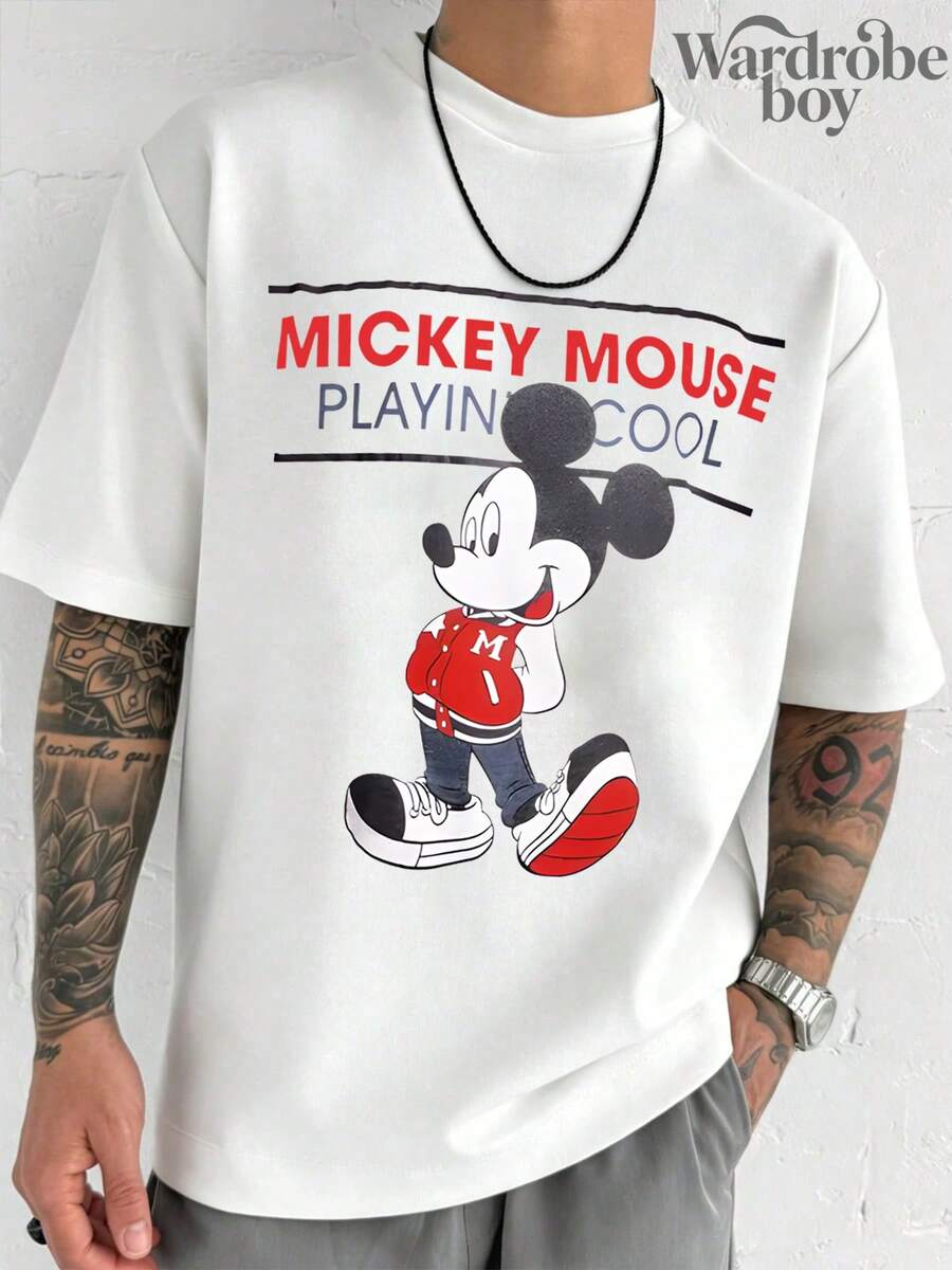 Disney Printed T-Shirt,Disney Mickey Mouse Print T-Shirt, Unisex,High-Quality Pure Cotton T-Shirt,Suitable For All Seasons, Comfortable And Breathable| Exquisite Design | The Best Choice For Giving Gifts - trắng - Xem 1