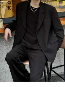 Spring And Autumn New Handsome, Loose, Lightweight, Cool, Fashionable Men's Clothing, Niche Design, Korean Style Suit Jacket - màu đen - Xem 6