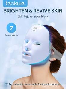 LED Face Mask,7 Color LED Face Mask Light,Cordless LED Facial Mask Skin Care Mask,Facial Beauty Instrument Skin Care Tool Facial Skin Care Mask For Both Beauty Salons And Home Use Valentine's Day And Birthday Gift - White - View 6