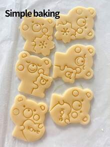 A Cartoon Teddy Bear Patterned Cookie Cutter, A Cute Teddy Bear Holding (With Hearts, Flowers, Or Baby Bear) Cookie Stamp, A Kitchen Family-Friendly Cookie Mold, A Gift For Children, A Pastry-Making Tool - View 11