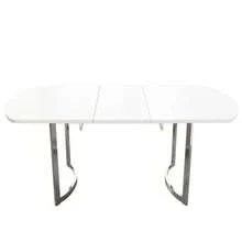 Extendable Dining Table 140/180 X 80 Cm, Extendable Length Up To 180 Cm, Silver Metal Legs, Modern Style, High-Strength Alloy Frame, Suitable For 4 To 6 People, White And Silver Table Legs - White - View 6