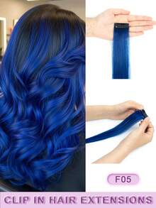1 Piece Real Human Hair Clip-In Hair Extensions, Multiple Colors Available, Colored Hairpieces, 16 Inch Straight Human Hair Extensions For Women, Add Hair Volume, Natural & Fluffy, Suitable For Parties, Cosplay & Other Occasions - Multicolor - View 11