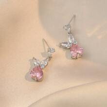 1 Đôi Khuyên Tai Hình Trái Tim Hình Thỏ Đính Kim Cương Hồng Cao Cấp, Thiết Kế Tinh Tế - Nhiều màu - Xem 10