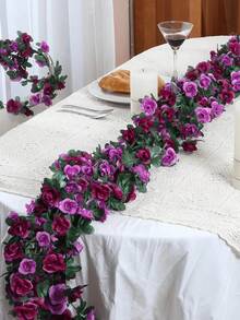 1/3 vòng hoa hồng nhân tạo 94 inch, dây leo hoa hồng giả, cổng cưới, quà tặng Ngày của Mẹ, khăn trải bàn, trang trí tường phòng ngủ, phông nền tiệc, trang trí cổng vòm, đạo cụ chụp ảnh, trang trí nhà cửa, đồ dùng đám cưới, tiệc cô dâu, kỷ niệm, làm vườn, sử dụng trong nhà và ngoài trời. - Màu tím - Xem 6