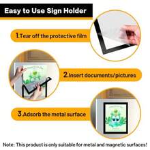 Magnetic Sign Holder A4 20Pack Magnetic Display Frame For Fridge Whiteboards And Metal Surfaces Photo Frame Document Paper Holder Blackoll - Black - View 7