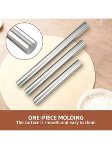 Stainless Steel Uncoated Rolling Pin, Hollow Lightweight Design, Reusable Dough Roller, Suitable For Baking, Pizza, Pastry, Cookies And Kitchen Baking Tools - Multicolor - View 6