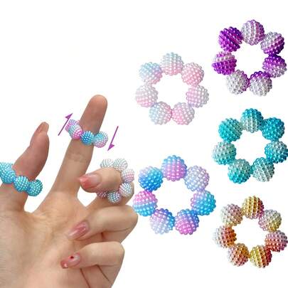 5个感官按摩指环 - 可调节尺寸，多种颜色和渐变色可选。成人适用，手指按摩器 - 不同触感的按摩珠，有效缓解压力。适合居家、户外、学校、办公室、旅行以及各种节日送礼场合。