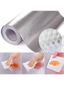 1 Roll Kitchen Backsplash Stickers, 16ft/10ft/3ft , Self Adhesive Drawer Liner Peel And Stick Foil Wallpaper Cabinets Shelf Sticker - View 13