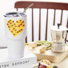 30oz Stainless Steel Tumbler Black White Options,  Duck Heart Pattern Print Design Graphic Cups, Insulated Travel Coffee Mug With Lid And Straw , Double Wall Vacuum Reusable Travel Cups, Funny Birthday Party Gift For Women & Men - 白色 - 查看 2