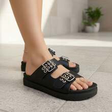 Casual    SANDALIA  PAPETE  ANATÔMICA  CONFORTÁVEL  BIRKEN  FIVELAS AJUSTAVEIS - Preto - Visão 7