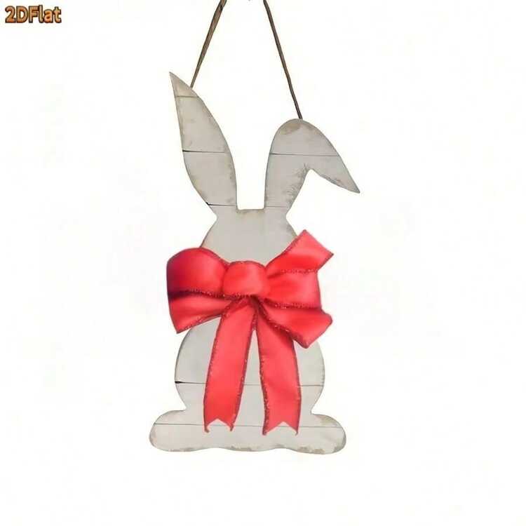 2D Flat, 1pc Easter Bunny Wooden Hanging Sign - Colorful "Happy Easter" Decor With Rabbit & Floral Pattern, Traditional Faux Wood Ornament, No Power Needed Spring Festival Home Decoration, Holiday Wall Hanging With Rope, Suitable For 11 Festivals - Ornaments - View 10