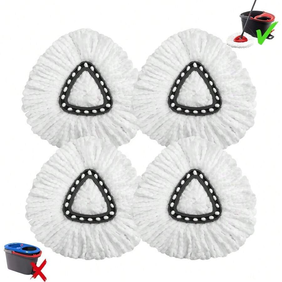 4 Pack Microfiber Mop Head Refill Set Compatible With EasyWring Mop Systems Swivel Replacement Heads Deep Cleaning Machine Washable Floor Supplies - 4 件 - 查看 1