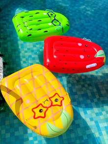 1 pieza flotador inflable de frutas con diseño de fresa, kiwi y piña, con asa. - Multicolor - Ver 1