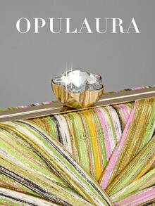 OpulAura 新款条纹图案女士手提包，2026 复古多色条纹链条晚宴包，适合派对女孩、新娘、新婚夫妇和职业人士出席派对、舞会、婚礼等场合，迷你盒装（图案随机），适合工作、商务旅行、外出、通勤，不对称条纹图案包 - 綠色 - 查看 6