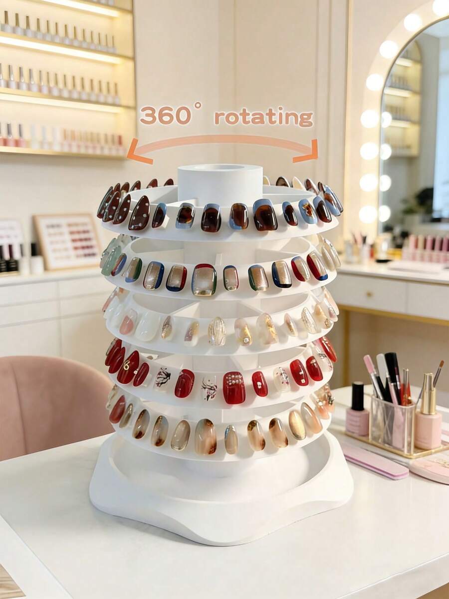 Multi-Tier 360° Rotating Nail Art Display Stand Multi-Layer Rotating Nail Art Display Rack - Professional Nail Color Sample Organizer It Is Perfect For Nail Artists And Fans To Organize And Showcase Their For Nail Stickers,Back To School - View 1