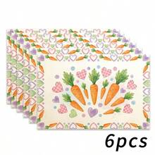 4pcs Easter Theme Placemats, Cute Rabbit Pattern With Diamond Elements And Floral Design, Suitable For Party Dining And Easter Decoration. Size: 30x45cm, Applicable For Seasonal Home Decor, Holiday Table Decor, Farmhouse Style, Washable And Durable. An Ideal Gift Choice. - Multicolor - View 16