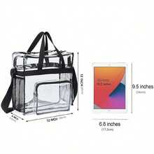 Clear Large Capacity Tote Bag - Lightweight Design Shoulder Handbag With Adjustable Strap & Zipper Closure For Concerts, Stadiums & Outdoor Events - Grey - View 2