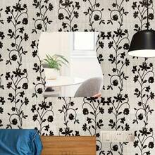 1卷黑色防潮垫，PVC蓝色花卉壁纸，尺寸为17.7英寸x39.3英寸/118.1英寸/196.8英寸，田园清新乙烯基可移除壁纸，适用于厨房橱柜抽屉、卧室、浴室、宿舍装饰 - 黑色 - 查看 6