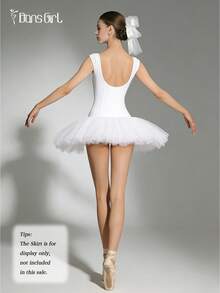 DonsGirl Women's Fitted Ballet Leotard - With Ruched Sleeves And Waist Design | Modern/Classical Dance Performance Costume White Spring - White - View 8