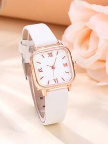 SOKI Bộ quà tặng Ngày của Mẹ dành cho nữ, đồng hồ thạch anh thời trang thường ngày kèm vòng tay, dây chuyền, bông tai và nhẫn tối giản khắc chữ "I Love Mom", thích hợp để đeo hàng ngày, làm quà sinh nhật, quà tựu trường, quà Lễ Tạ ơn và các dịp lãng mạn, món quà hoàn hảo (Không bao gồm hộp quà). - trắng - Xem 3