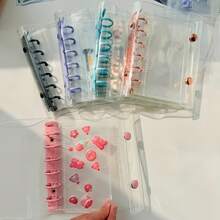 A7透明便携式双扣多功能活页夹，透明贴纸簿活页夹，密封簿，贴纸簿，可用作相册，省钱，文具，笔记本，密封簿，学校及办公用品 - 彩色 - 查看 8