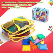 4pcs Large Toy Storage Bags, Transparent PVC Toy Organizer Boxes With Zipper, Reusable Travel Kids Storage Bags For Board Games, Building Blocks And Puzzles, Colorful - Multicolor - View 3
