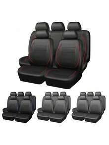 9件套/4件套汽车座椅套，PU皮革，防水透气，通用型，适用于大多数轿车、SUV、卡车，豪华前排座椅套带腰部支撑，四季通用，全套座椅套 - 款式A - 查看 9