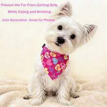 Pañuelo con patrón de corazón lindo para mascotas con collar ajustable, babero impermeable para perros y gatos pequeños, suave y duradero sin argolla en D. - Rosa Fucsia - Ver 1