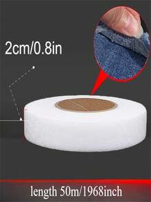 1roll 50meter Double-Sided Iron-On Hemming Tape, Non-Woven Adhesive For Pants, Hats & DIY Sewing – White, 1/2CM Width, TPU Material, Seamless Repair & Edge Shortening Solution, Garment Hemming | Transparent Tape | Durable Fabric Tape - Multicolor - View 4