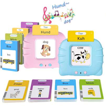 112 Stücke zweisprachige (Deutsch & Englisch) Lernkarten, 224 Wörter, Lernspielzeug zum Sprachtraining für Kinder, interaktives Lernspielzeug, Montessori Autismus Spielzeug, Geschenk für Jungen und Mädchen (Deutsch & Englisch zweisprachig)