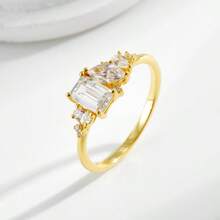 1pc Women's Ring Inlaid With Asymmetrical Zirconia, Fashionable Exquisite Daily Wear High-End Accessory - ring - View 3