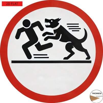 1pc 2D Vintage Style Circular Wooden Dog Attack Warning Sign - Easy To Hang, Durable Wall Art, Suitable For Home, Office, Bar Decor, Dog Wall Art, Pre-Drilled Holes As Shown In Size