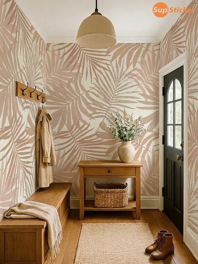 1 Roll 3 Sheets Vintage Tropical Plant Pattern Self-Adhesive Removable Wallpaper, Durable For Home Decor In Living Room, Bedroom, Classroom, Dorm, 15.75x47.24/141.73inch