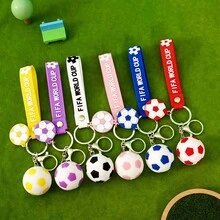1pc Cartoon Football Keychain Small Pendant World Cup Souvenir Keychain Football Backpack Pendant Small Gift ,New Year's Gift, Valentine's Day Gift, Easter Gift,Stochastic Style(Stochastic Style) - Multicolor - View 1