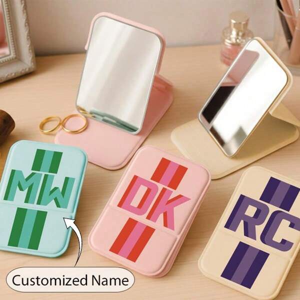 신부 들러리 선물, 글자가 새겨진 맞춤형 여행용 화장 거울, 휴대용 접이식 화장 거울, 총각 파티 선물