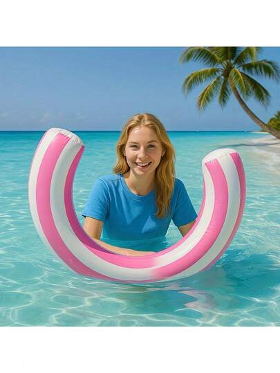 One Inflatable, Flexible Pool Float/Swim Ring - Waterproof, Durable, And Safer PVC Material, A Must-Have For Swimming And Summer Fun. Featuring A Tropical Beach, Palm Tree, And Cloud Design, This Inflatable Pool Is Perfect For Summer Use (Air Pump Not Included).