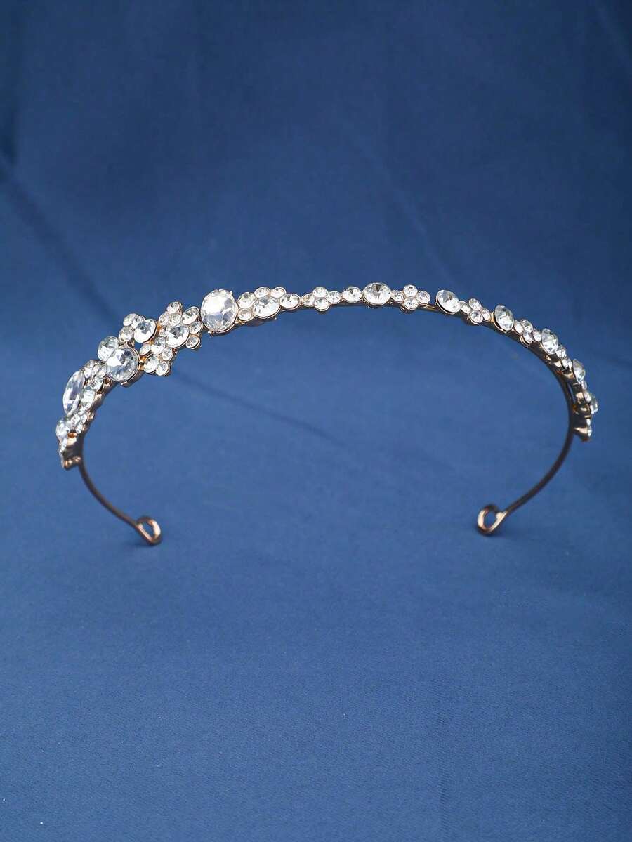 1pc Luxurious & Elegant Baroque Crystal Crown Bridal Wedding Headpiece For Women - Multicolor - View 1