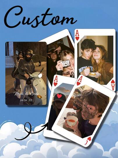 Customized Wedding Guest Sign-In Cards, Alternative To Wedding Guest Sign-In Book, Engagement Party Cards, Personalized Wedding Gifts, Customized Photo And Text Playing Cards, Customized Newlyweds Photo And Text Style Cute Colorful Playing Cards