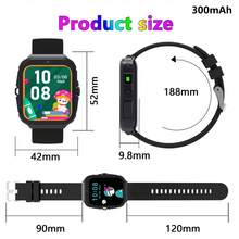 最佳儿童礼物，300mAh，2025新款儿童智能手表，儿童游戏手表，18款趣味游戏，1.83英寸触摸屏，超低功耗芯片，计步器，摄像头，手电筒，闹钟，相册，日历，计时器，计算器，秒表，照明 - 查看 11