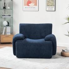 42" Wide Oversized Chenille Decorative Chair(1PC),Minimalist And Practical Deep Seat Single Sofa With Ergonomic Support – No Assembly Required Plush Reading Chair For Living Room, Bedroom & Dorm (Cloud-Like Cushion, Breathable Fabric, 350lbs Capacity) - 42吋-藏青色-雪尼爾裝飾椅子 - 查看 5