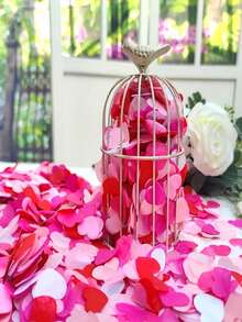 1000/2000pcs Four-Color Heart-Shaped Confetti, Combining Delicate Romantic Elements With Practical Functions, High-Quality Decorative Material Designed For Event Planners, Wedding Stylists, And Those Wishing To Infuse Celebrations With Sweet Affection. Featuring Gradient Red, Deep Pink, Light Pink, And White Heart Shapes, Presenting A Dreamy Visual Effect. - Multicolor - View 6